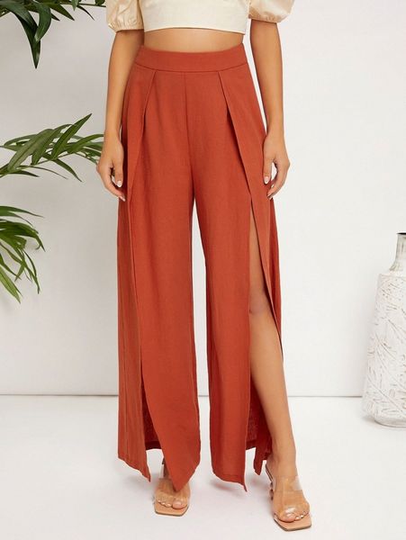 split hem high waist pants c9sb#, Black;white 
split hem high waist pants c9sb#, Black;white