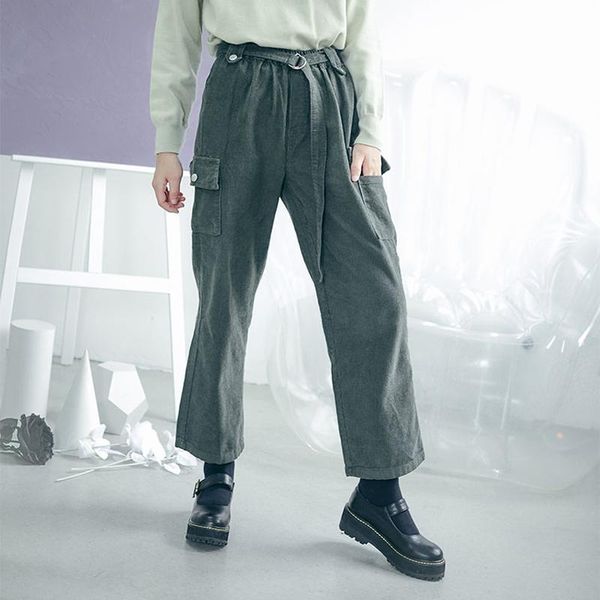 women's pants & capris winter vintage corduroy wide leg casual high waist for women sashe big pocket dark blue thick cotton trousers, Black;white
women's pants & capris winter vintage corduroy wide leg casual high waist for women sashe big pocket dark blue thick cotton trousers, Black;white