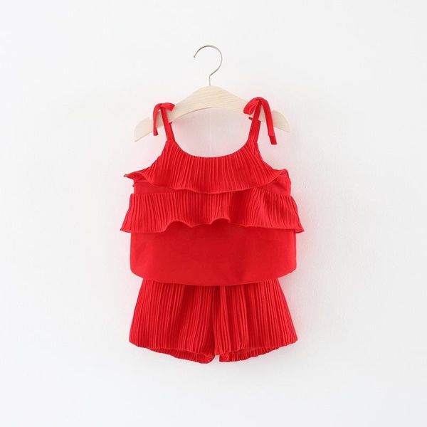 children clothes baby girls clothing set red suspender + ruched shorts conjunto infantil summer wear sets, White
children clothes baby girls clothing set red suspender + ruched shorts conjunto infantil summer wear sets, White