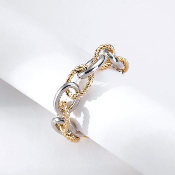 link, chain european and american fashion alloy bracelet jewelry women's two-color splicing elastic accessories, Black
link, chain european and american fashion alloy bracelet jewelry women's two-color splicing elastic accessories, Black
