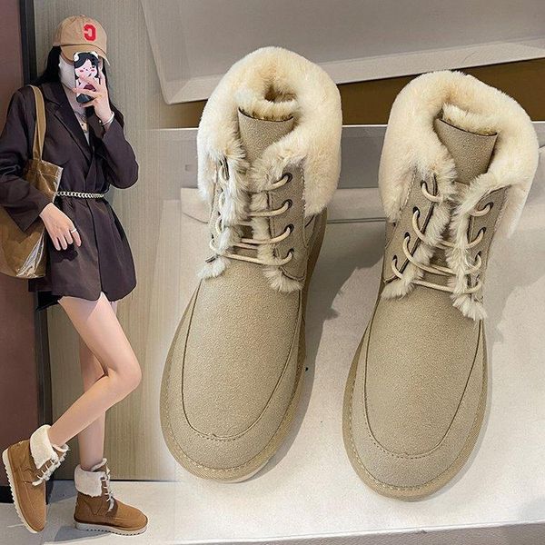 boots fashion sheepskin suede leather sheep natural wool fur lined women casual short winter snow warm shoes waterproof, Black
boots fashion sheepskin suede leather sheep natural wool fur lined women casual short winter snow warm shoes waterproof, Black