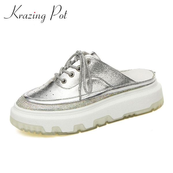 krazing pot cow leather limited round toe jelly bottom outside slipper silver color rivet crystal beading summer women shoes l19 slippers, Black
krazing pot cow leather limited round toe jelly bottom outside slipper silver color rivet crystal beading summer women shoes l19 slippers, Black