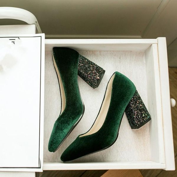 dress shoes pxelena velour velvet classic woman pumps glitter bling chunky square block high heels women green plus size 34-43, Black
dress shoes pxelena velour velvet classic woman pumps glitter bling chunky square block high heels women green plus size 34-43, Black