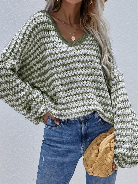 women's sweaters 2021 winter pullover striped womens knitwear v-neck temperament office lady plus size fall for women, White;black
women's sweaters 2021 winter pullover striped womens knitwear v-neck temperament office lady plus size fall for women, White;black