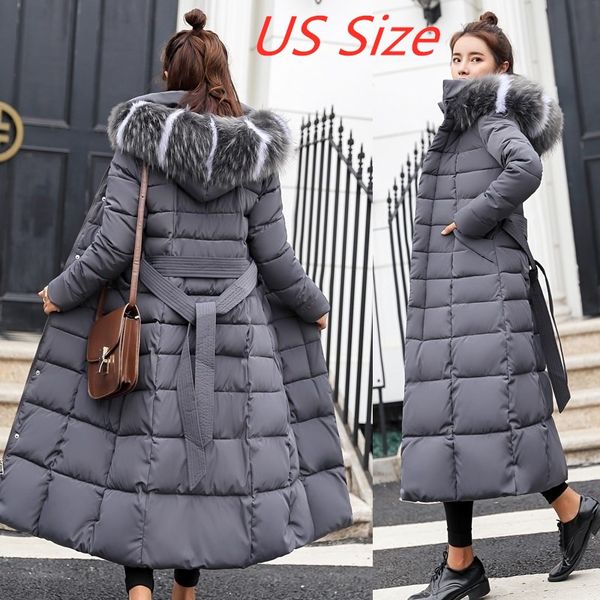 women's down parkas 2021 new winter jacket women warm fashion bow belt fox fur collar coat long dress thick coats, Black
women's down parkas 2021 new winter jacket women warm fashion bow belt fox fur collar coat long dress thick coats, Black