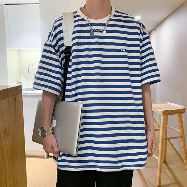 men's striped t-shirt short-sleeved shirt summer port fashion brand high street t-shirt trend youth loose oversized half-sleeved, White;black
men's striped t-shirt short-sleeved shirt summer port fashion brand high street t-shirt trend youth loose oversized half-sleeved, White;black