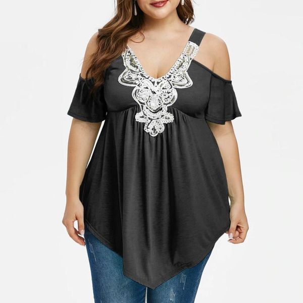women's blouses & shirts plus size blouse lace elegant off shoulder casual v neck short sleeve boho shirt summer ropa mujer, White
women's blouses & shirts plus size blouse lace elegant off shoulder casual v neck short sleeve boho shirt summer ropa mujer, White