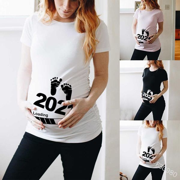 women's t-shirt 2021 printed pregnant women short sleeve mom cartoon clothes, White
women's t-shirt 2021 printed pregnant women short sleeve mom cartoon clothes, White