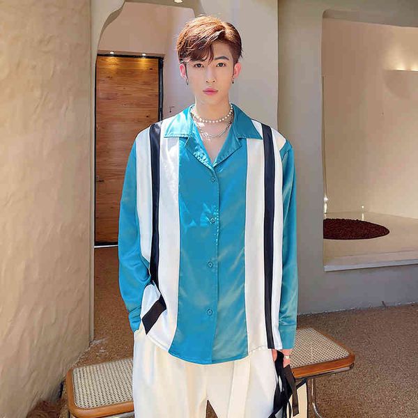 men's casual shirts net celebrities men satin style splice stripe long sleeve loose male korean trend fashion party b3rw, White;black
men's casual shirts net celebrities men satin style splice stripe long sleeve loose male korean trend fashion party b3rw, White;black