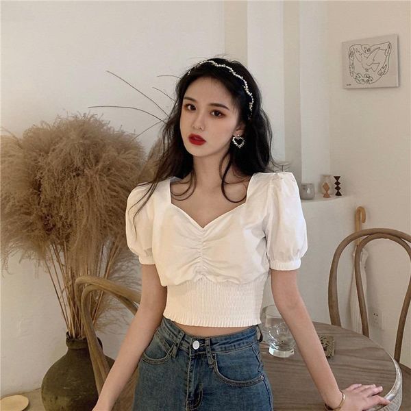 women's blouses & shirts fluffy sleeves square collar shirt ladies design sense niche short waist summer high belly button sleeve, White
women's blouses & shirts fluffy sleeves square collar shirt ladies design sense niche short waist summer high belly button sleeve, White