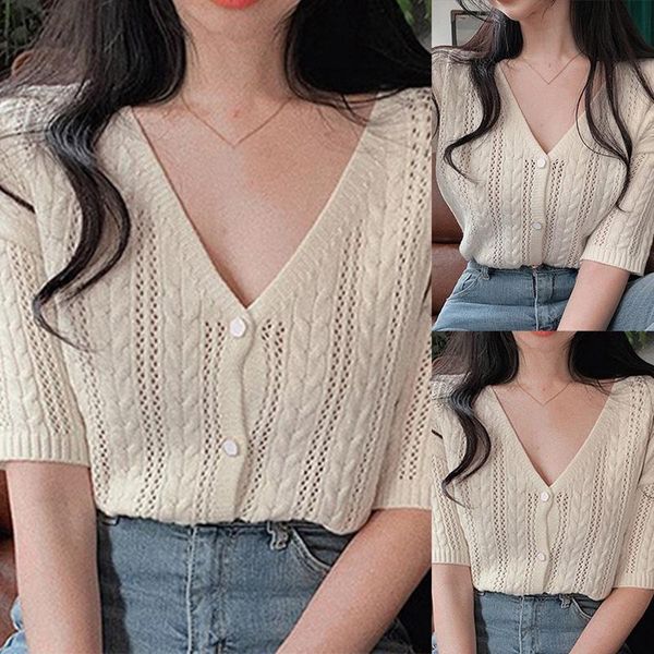 summer low v-neck knitted single-breasted solid color wide loose shirt women's blouses & shirts, White
summer low v-neck knitted single-breasted solid color wide loose shirt women's blouses & shirts, White