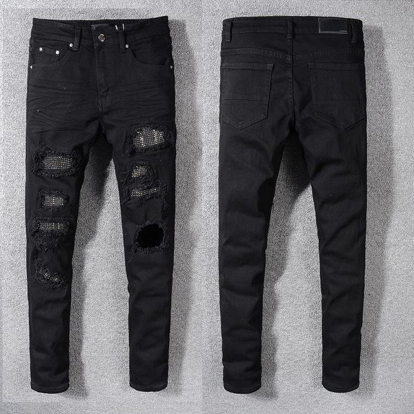 jeans for men skinny straight slim hip hop ripped rivet patches patchwork motorcycle biker jean pants black, Blue
jeans for men skinny straight slim hip hop ripped rivet patches patchwork motorcycle biker jean pants black, Blue