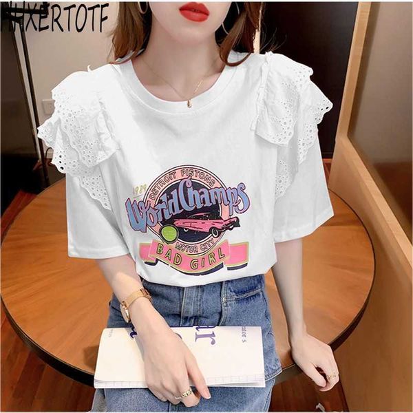 summer korean version loose lace stitching round neck short-sleeved t-shirt cotton printed 210531, White
summer korean version loose lace stitching round neck short-sleeved t-shirt cotton printed 210531, White