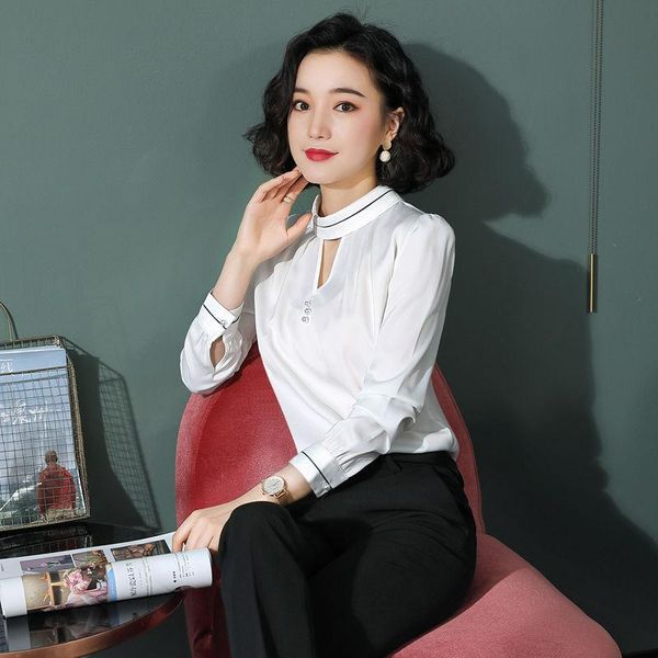 women's blouses & shirts women 2021 spring autumn elegant chiffon blouse female fashion long sleeves satin vintage femme lady z248, White
women's blouses & shirts women 2021 spring autumn elegant chiffon blouse female fashion long sleeves satin vintage femme lady z248, White