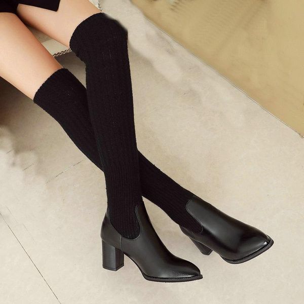 boots fashion knit over-the-knee stretch slim ladies pointed square heel women's shoes winter warm woolen sock, Black
boots fashion knit over-the-knee stretch slim ladies pointed square heel women's shoes winter warm woolen sock, Black