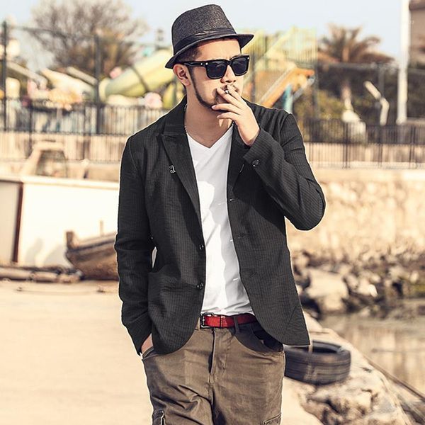 men's suits & blazers spring and autumn black dark stripe casual suit thin small cardigan f6050, White;black
men's suits & blazers spring and autumn black dark stripe casual suit thin small cardigan f6050, White;black