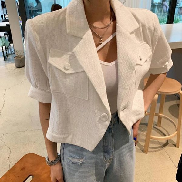 women's suits & blazers ftlzz summer office lady tailored collar puff sleeve short women casual one button solid color pocket coats, White;black
women's suits & blazers ftlzz summer office lady tailored collar puff sleeve short women casual one button solid color pocket coats, White;black