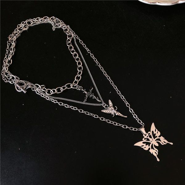 kpop gothic harajuku multi-layer angel cross rose butterfly pendant chains necklace for egirl women men punk aesthetic jewelry, Silver
kpop gothic harajuku multi-layer angel cross rose butterfly pendant chains necklace for egirl women men punk aesthetic jewelry, Silver