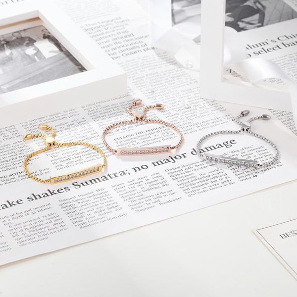 charm bracelets 2021 stainless steel party jewelry adjustable bracelet for women 3mm cubic zirconia gold color blacelets & bangles gift her, Golden;silver
charm bracelets 2021 stainless steel party jewelry adjustable bracelet for women 3mm cubic zirconia gold color blacelets & bangles gift her, Golden;silver