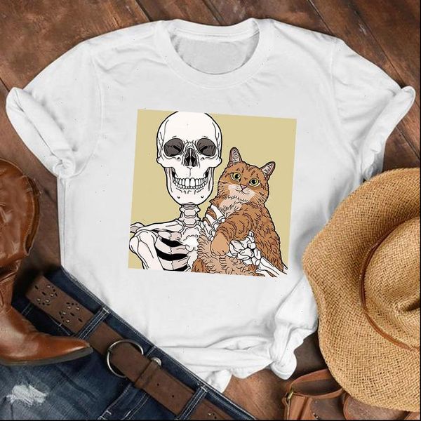 women lady cartoon cat animal womens t shirts funny 90s fashion shirt clothes female print tee, White
women lady cartoon cat animal womens t shirts funny 90s fashion shirt clothes female print tee, White