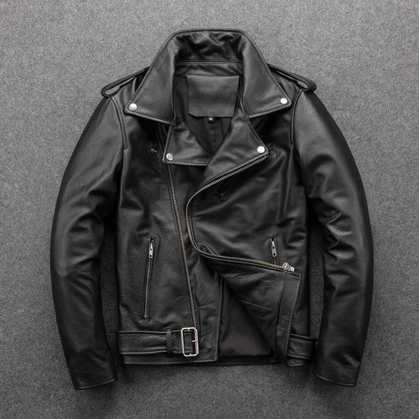 men's leather & faux classical motorcycle jackets men jacket 100% natural calf skin thick motor winter cowhide coat, Black
men's leather & faux classical motorcycle jackets men jacket 100% natural calf skin thick motor winter cowhide coat, Black