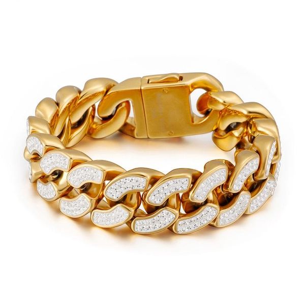 link, chain european and american hip hop set cz bracelet men's gold cuban jewelry, Black
link, chain european and american hip hop set cz bracelet men's gold cuban jewelry, Black