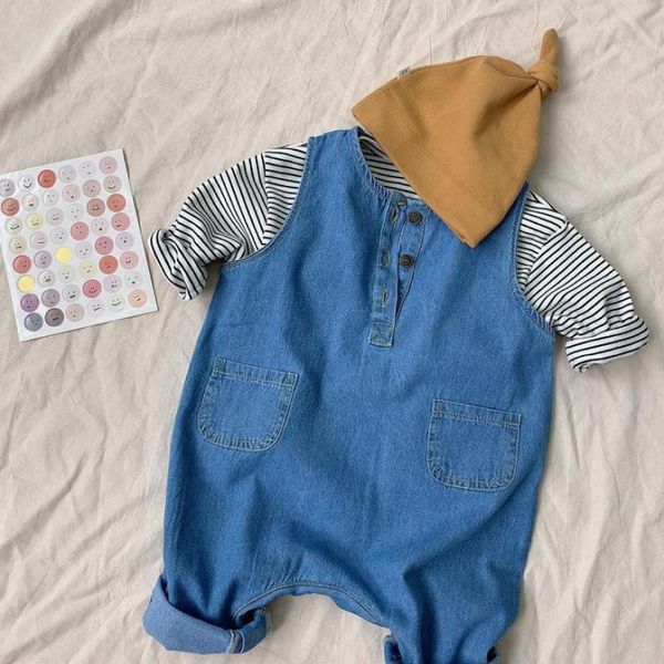 clothing sets 2021 children's cute baby boy denim romper cotton striped long t shirt girl suspenders jumpsuit, White
clothing sets 2021 children's cute baby boy denim romper cotton striped long t shirt girl suspenders jumpsuit, White