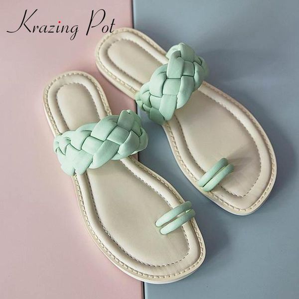 slippers krazing pot leisure sheep leather flip flop straw daily wear convenient peep toe low heel outside slipper summer shoes women l21, Black
slippers krazing pot leisure sheep leather flip flop straw daily wear convenient peep toe low heel outside slipper summer shoes women l21, Black