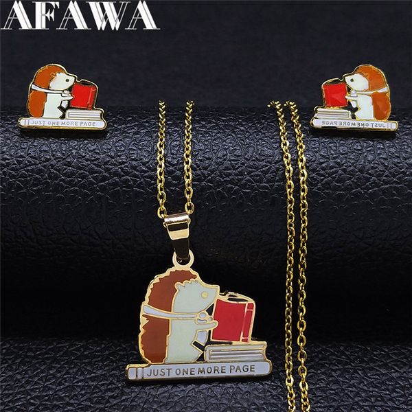 jewelry sets hedgehog reading book stainless steel enamel gold color necklaces earrings small kid set women cadena sxs01, Black
jewelry sets hedgehog reading book stainless steel enamel gold color necklaces earrings small kid set women cadena sxs01, Black