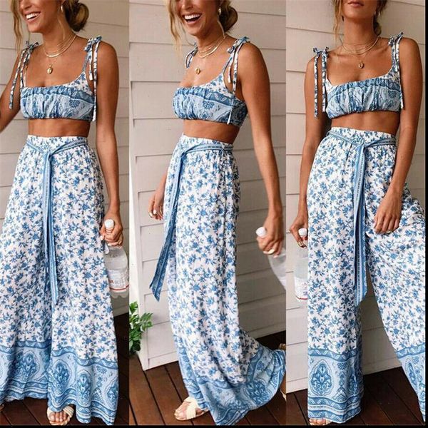 summer set outfits floral sleeveless womens tracksuits crop flared pants party beach clolthes 2 piece sets, Gray
summer set outfits floral sleeveless womens tracksuits crop flared pants party beach clolthes 2 piece sets, Gray
