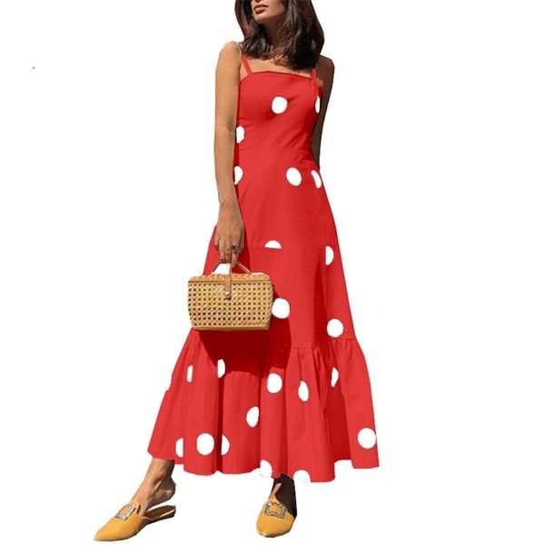 women dress dot print bohemian spaghetti strap es loose leisure maxi plus size long summer beach es 210513, Black;gray
women dress dot print bohemian spaghetti strap es loose leisure maxi plus size long summer beach es 210513, Black;gray