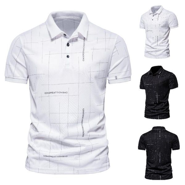 men's polos 2021 summer men dotted line print lapel and slim shape business casual mens shirts with short sleeve, White;black
men's polos 2021 summer men dotted line print lapel and slim shape business casual mens shirts with short sleeve, White;black