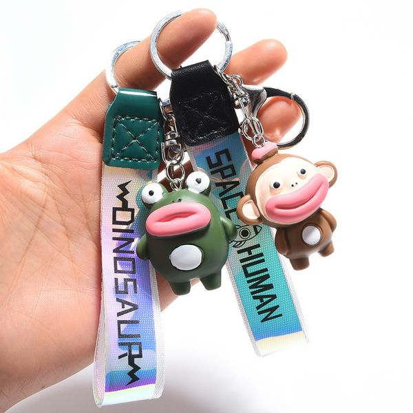 2021 fashion keychain new cartoon big mouth monkey frog doll key ring resin cute car bag pendant women's small gift, Silver
2021 fashion keychain new cartoon big mouth monkey frog doll key ring resin cute car bag pendant women's small gift, Silver