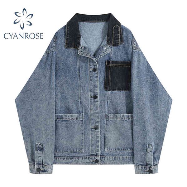women's denim coat or jacket motorcycle streetwear lapel single breasted pocket vintage cowboy outerwear harajuku chaqueta mujer 210417, Black;brown
women's denim coat or jacket motorcycle streetwear lapel single breasted pocket vintage cowboy outerwear harajuku chaqueta mujer 210417, Black;brown