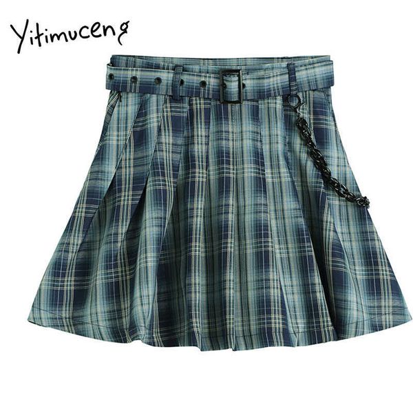 yitimuceng plaid skirt women pleated chain mini high waist a-line clothing summer korean fashion preppy style skirts 210601, Black
yitimuceng plaid skirt women pleated chain mini high waist a-line clothing summer korean fashion preppy style skirts 210601, Black