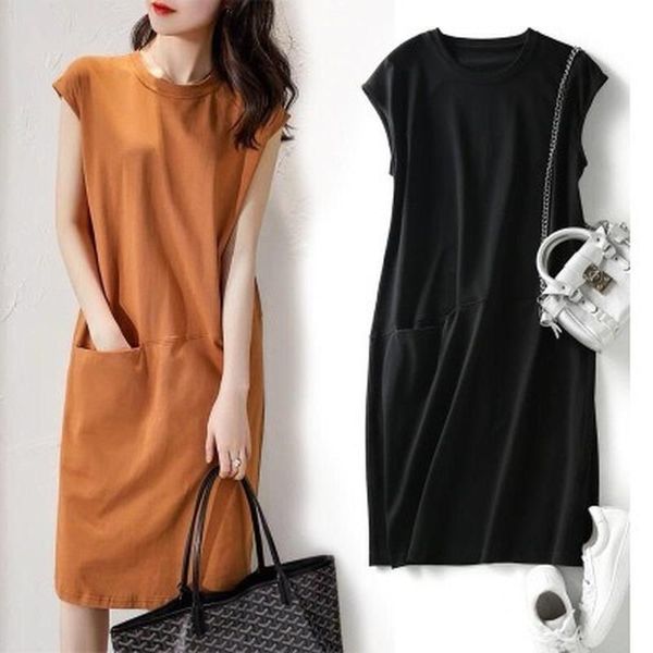 cotton 2021 spring loose short sleeve solid black yellow t-shirt dress women's korean pocket dresses women mid-length casual, Black;gray
cotton 2021 spring loose short sleeve solid black yellow t-shirt dress women's korean pocket dresses women mid-length casual, Black;gray