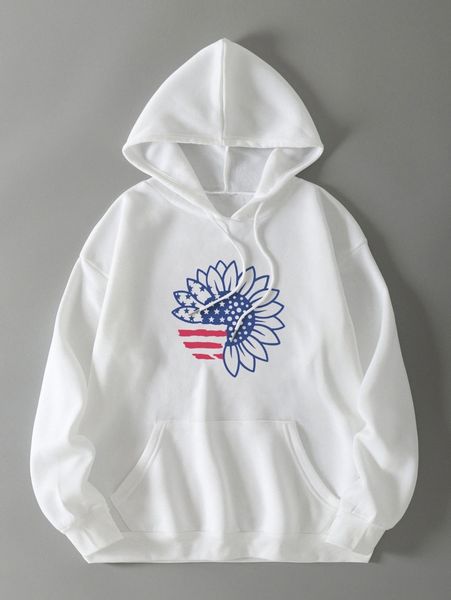 floral & flag print drawstring detail kangaroo pocket thermal lined hoodie u5zd#, White;black
floral & flag print drawstring detail kangaroo pocket thermal lined hoodie u5zd#, White;black
