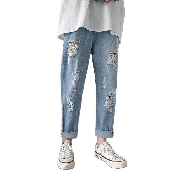 men's jeans men plus size 5xl straight loose hole ankle length elastic waist solid all-match trendy males leisure chic baggy vintage, Blue
men's jeans men plus size 5xl straight loose hole ankle length elastic waist solid all-match trendy males leisure chic baggy vintage, Blue