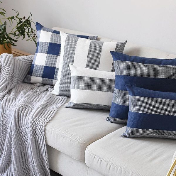 cushion/decorative pillow navy black cushion cover retro lattice strip pillowcase home sofa bed 45x45cm/30x50cm zipper open 2022 decoration 
cushion/decorative pillow navy black cushion cover retro lattice strip pillowcase home sofa bed 45x45cm/30x50cm zipper open 2022 decoration