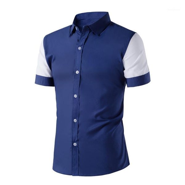 brand mens dress shirts short sleeve casual shirt men slim fit patchwork design formal camisa social chemise homme men's, White;black
brand mens dress shirts short sleeve casual shirt men slim fit patchwork design formal camisa social chemise homme men's, White;black