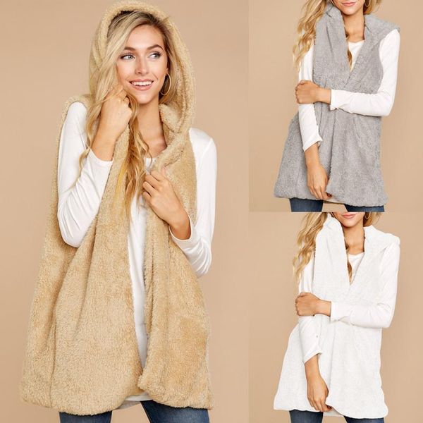 women's hoodies & sweatshirts fleece hooded vests hoodie coat casual sleeveless plush loose solid autumn temperament fashion ladies ves, Black
women's hoodies & sweatshirts fleece hooded vests hoodie coat casual sleeveless plush loose solid autumn temperament fashion ladies ves, Black