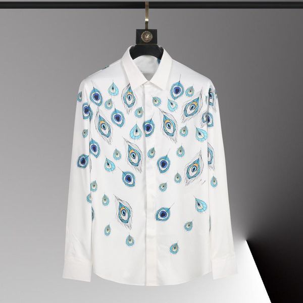 men's casual shirts peacock feather print men shirt luxury long sleeve streetwear formal fashion slim party camisa masculina, White;black
men's casual shirts peacock feather print men shirt luxury long sleeve streetwear formal fashion slim party camisa masculina, White;black