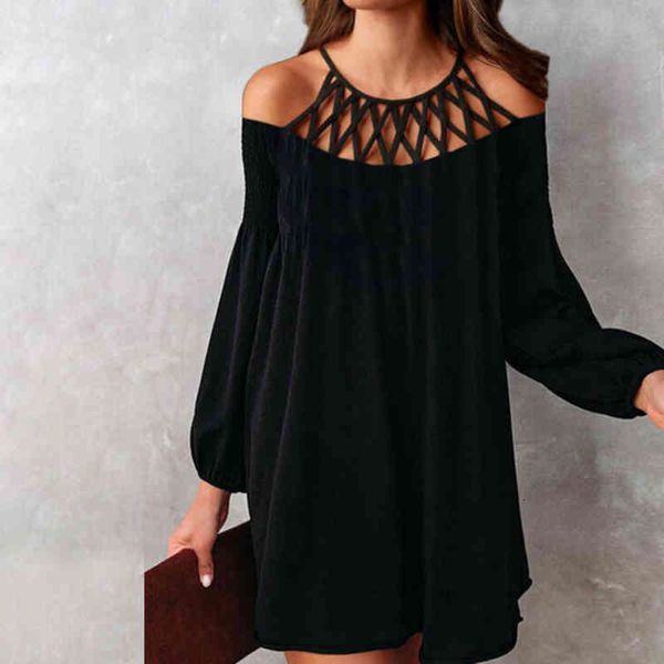 women fashion dress halter loose pullover black mini off shoulder casual female party dress, Black;gray 
women fashion dress halter loose pullover black mini off shoulder casual female party dress, Black;gray