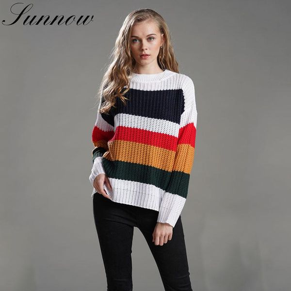 women's sweaters sunnow 2021 spring long sleeve sweater women brand rainbow patchwork pullovers office lady loose pull femme hiver, White;black
women's sweaters sunnow 2021 spring long sleeve sweater women brand rainbow patchwork pullovers office lady loose pull femme hiver, White;black