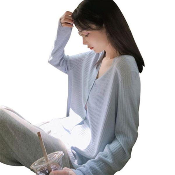 women's knits & tees korean summer fashion coat loose thin hollow out cropped basic 2021 women knitted cardigan v-neck short sleeve, White
women's knits & tees korean summer fashion coat loose thin hollow out cropped basic 2021 women knitted cardigan v-neck short sleeve, White
