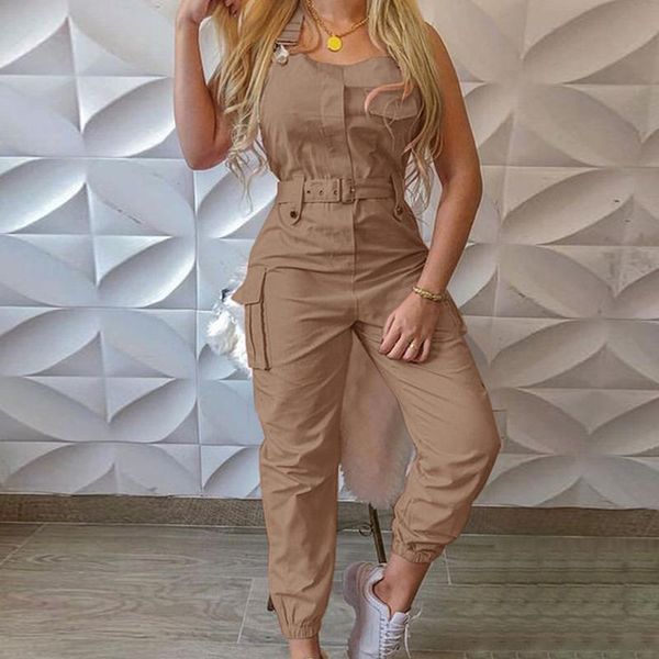women high waist pocket solid jumpsuit summer sleeveless straps bodysuit elegant belted button office ladies romper women's jumpsuits &, Black;white
women high waist pocket solid jumpsuit summer sleeveless straps bodysuit elegant belted button office ladies romper women's jumpsuits &, Black;white
