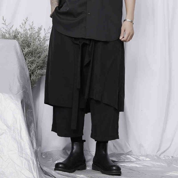 men's pants harajuku loose ribbons fake skirt pants two-piece for man and irregular leg wife drops nine casual, Black
men's pants harajuku loose ribbons fake skirt pants two-piece for man and irregular leg wife drops nine casual, Black