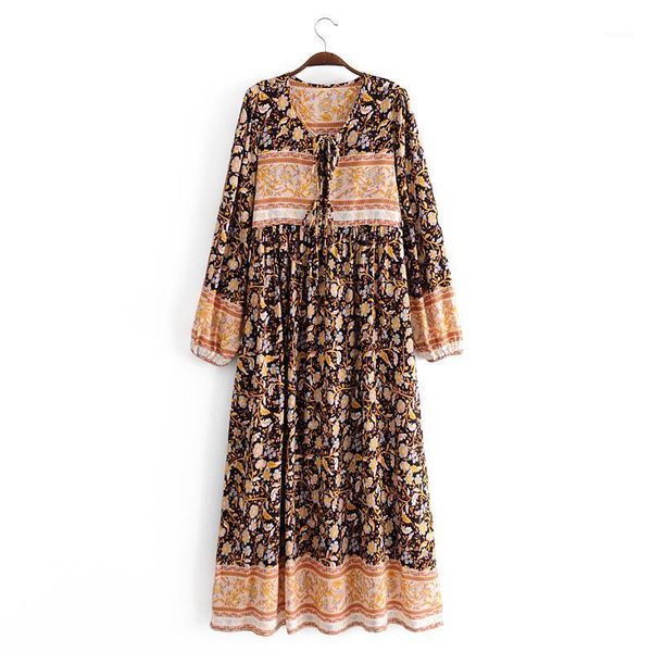 spring multi floral print vintage women tie neck tassel beach bohemian maxi dress ladies rayon boho party wear vestidos casual dresses, Black;gray
spring multi floral print vintage women tie neck tassel beach bohemian maxi dress ladies rayon boho party wear vestidos casual dresses, Black;gray