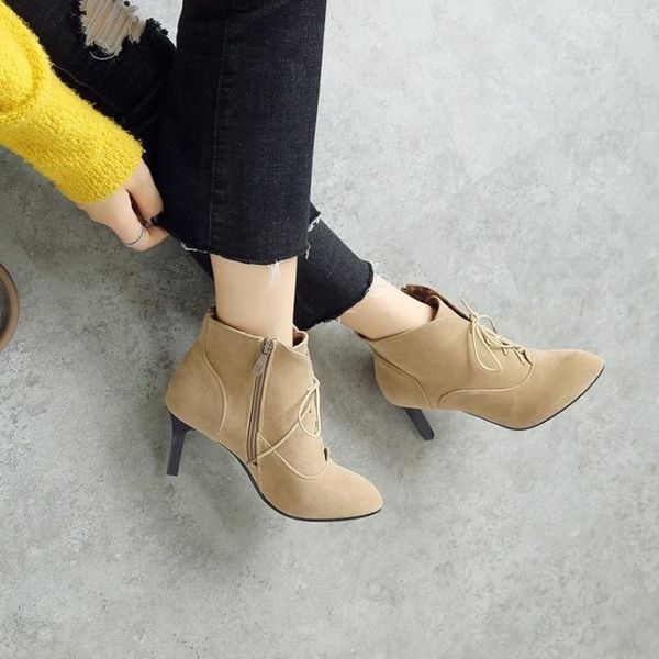boots big size ma'am fine heel short pure color frenulum boot barrel suede high-heeled, Black
boots big size ma'am fine heel short pure color frenulum boot barrel suede high-heeled, Black