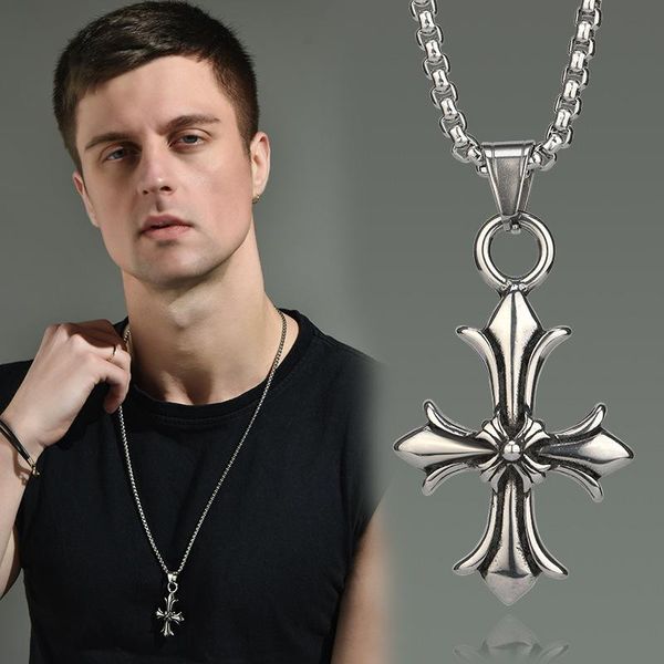 pendant necklaces european and american fashion men's cross necklace design retro titanium steel punk hip-hop sweater wholesale, Silver
pendant necklaces european and american fashion men's cross necklace design retro titanium steel punk hip-hop sweater wholesale, Silver